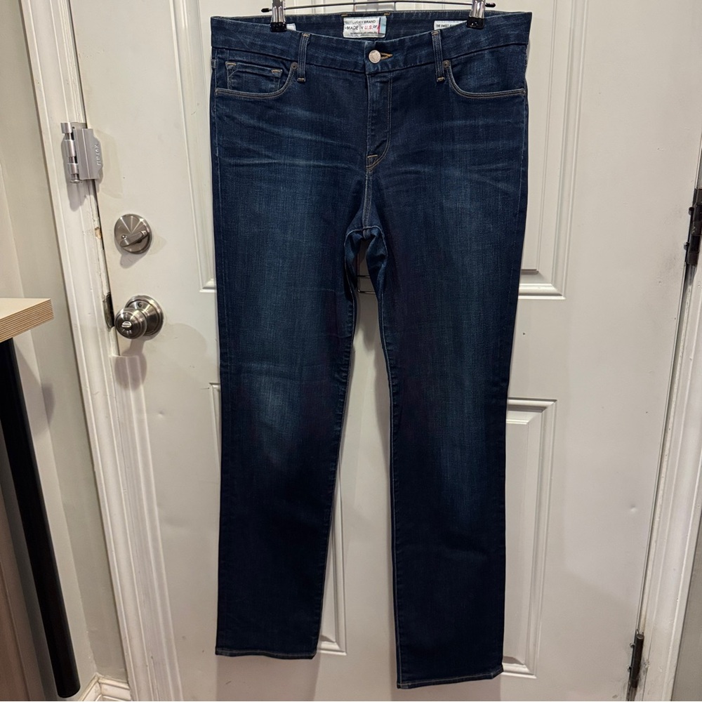 Lucky Brand The Sweet Jean Straight Blue Jeans White Oak Cone Denim Size 10 / 30